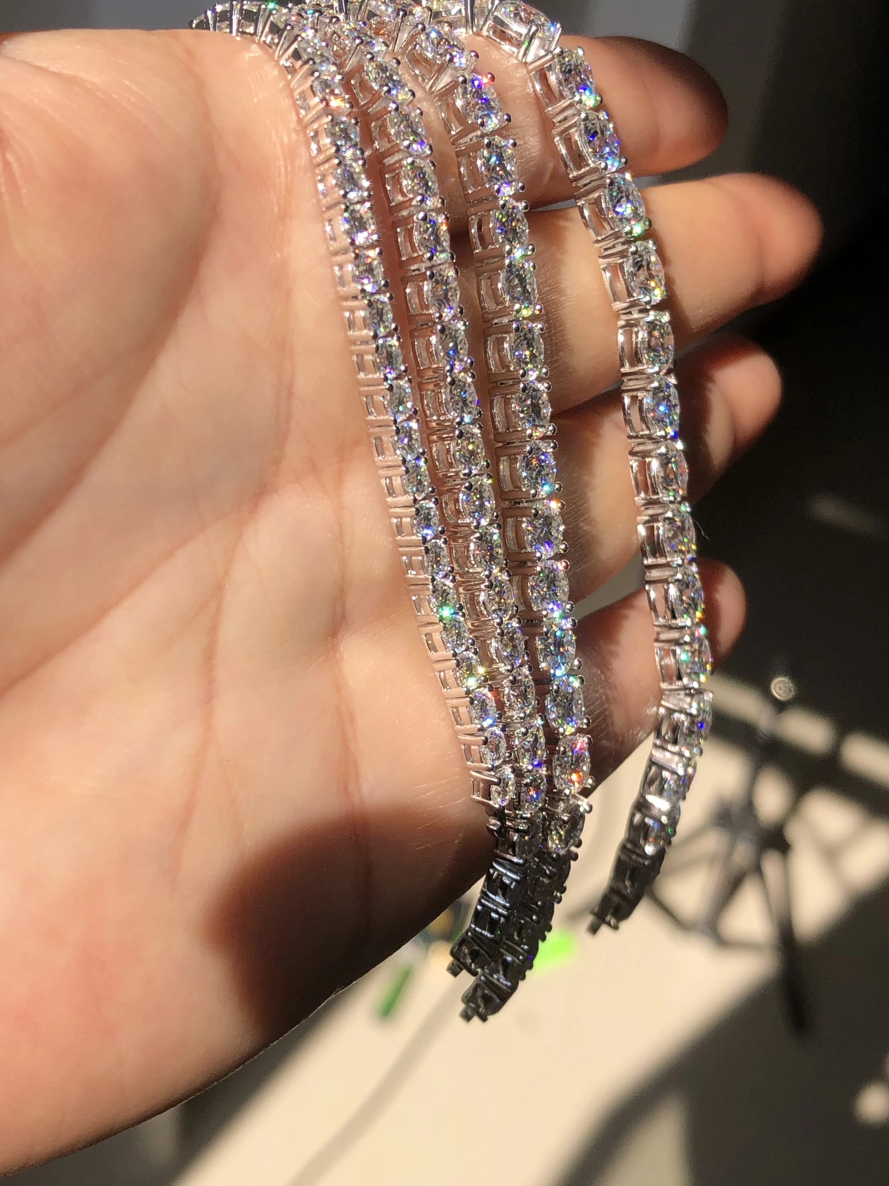 lowest to $30 price fine jewelry wholesale custom S925 sterling silver 2mm 3mm 4mm 5mm 6mm stone bracelet moissante tennis chain