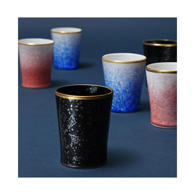 Japanese Traditional Crystalline Glaze Color Variations Sake Cup For Shot Drink