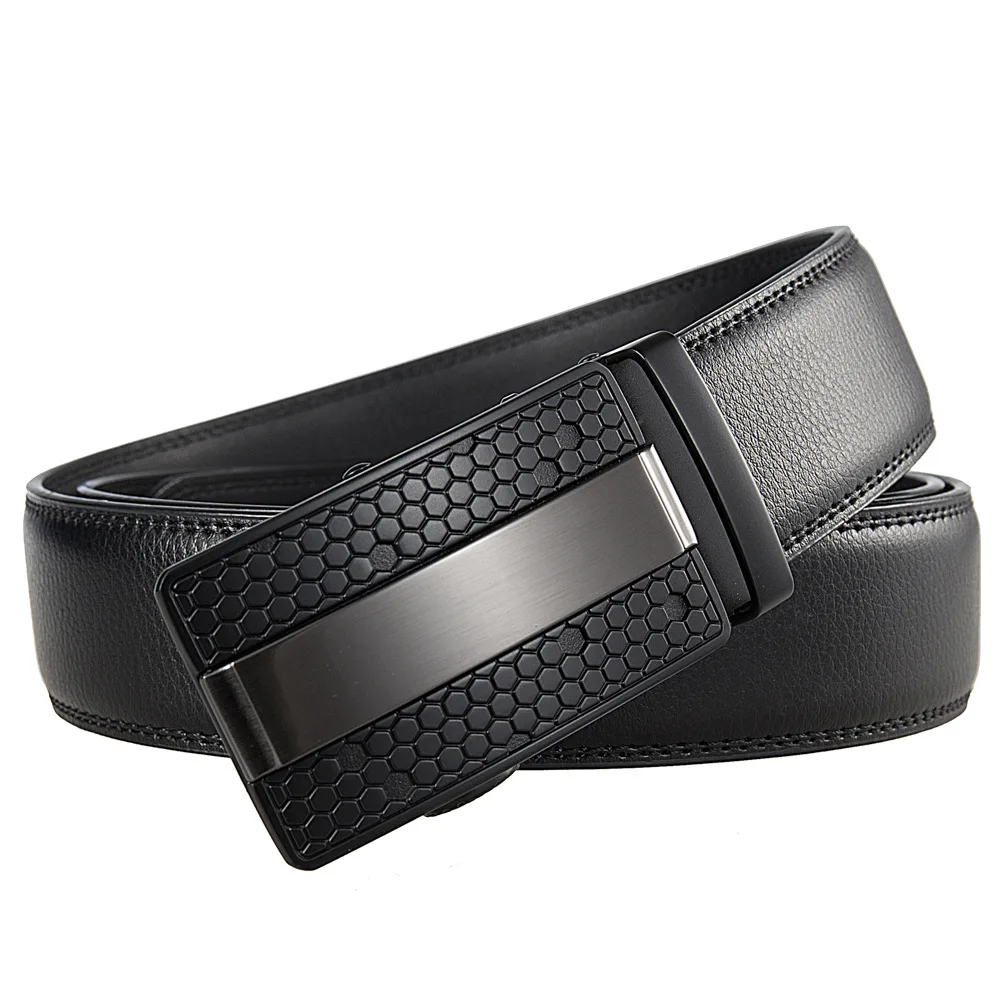 Factory OEM Brand Custom Mens Automatic Cowhide Leather Belts Leisure Fashion Ratchet Belt For Men Pants Waistband