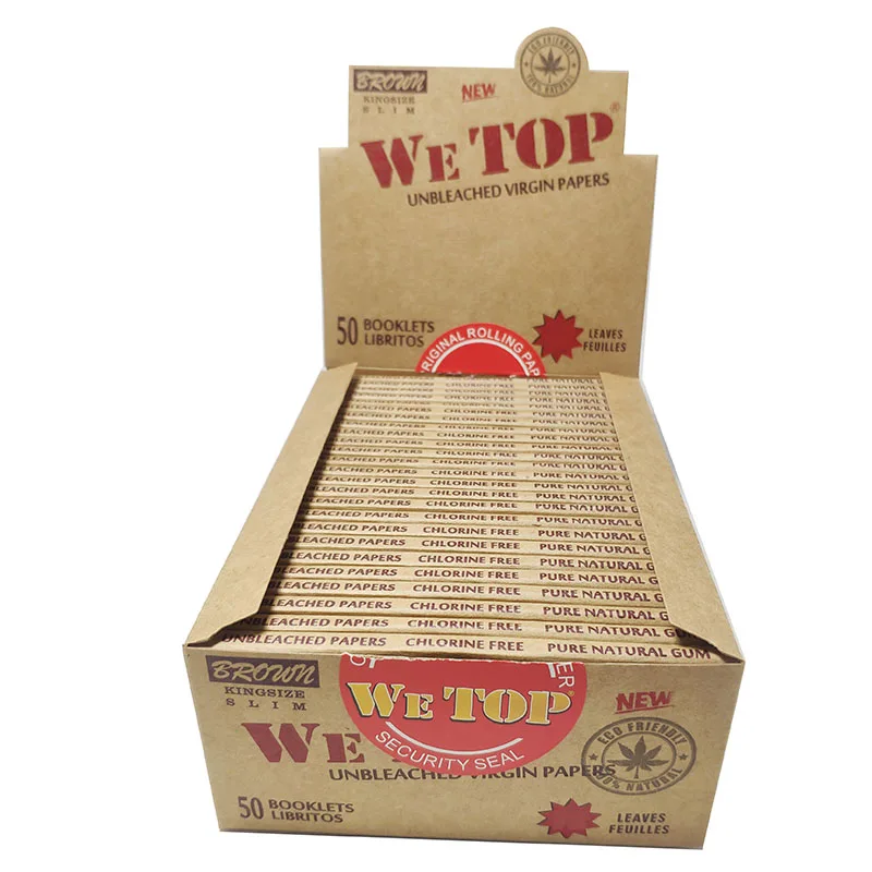 WE TOP rolling smoking tobacco cigarette papers wetop brown paper XL king size slim