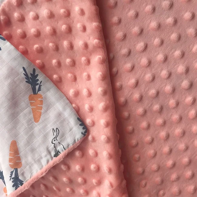 hot sale custom design gauze organic cotton Super Fleece Warm Dot Minky Caress Newborn blanket