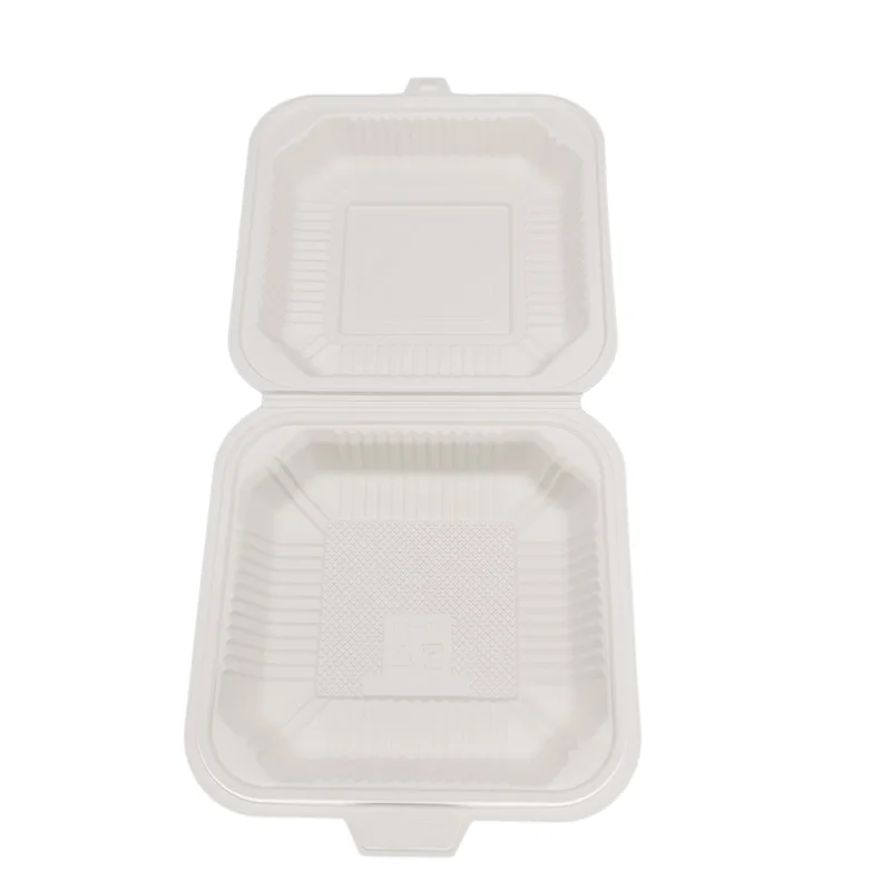 Wholesale 8 Inch Eco Friendly Biobased  Restaurant To Go Bio-Based Clamshell Packaging  Box Biodegradable Clamshell Lunch Box