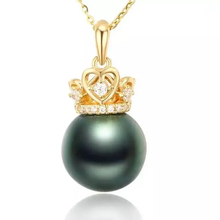 14K 18K Gold DIY Natural pearl pendant accessories empty crown versatile new custom Necklace Pendant Jewelry without chain