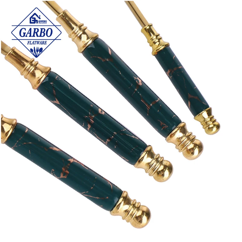 Hot Sale Printing Handle BBQ Christmas Dinner Knife High Quality Stainless Silverwar Cutlery Steak Knife Set Golden Luxury Knife