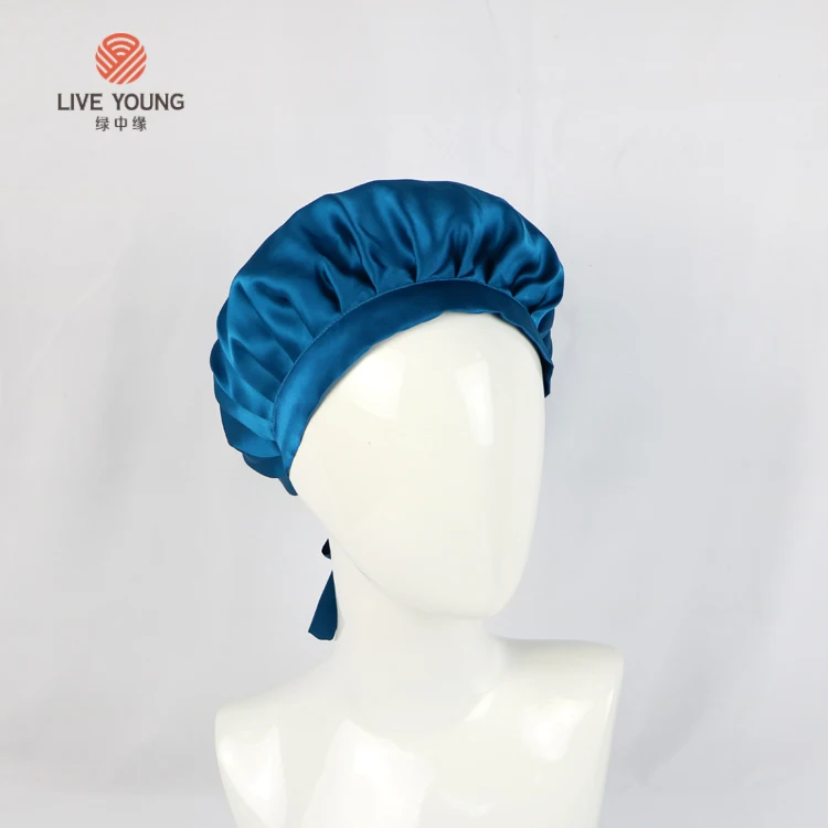 
silk jumbo bonnets with band sleeping bonnet silk satin long hair  (1600155662662)