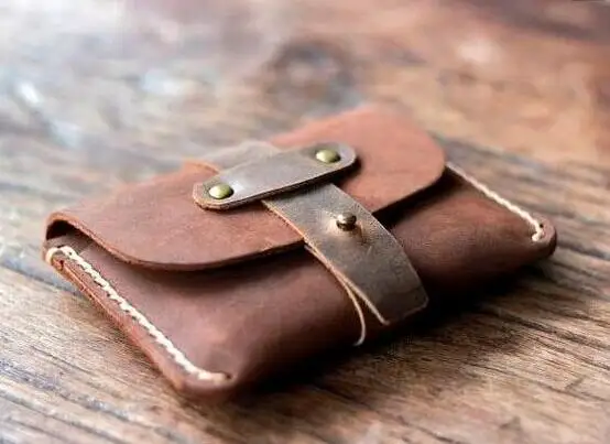 Slim Leather Business Card Case Holder for Men Original Custom Design Crazy Horse Leather Wallet