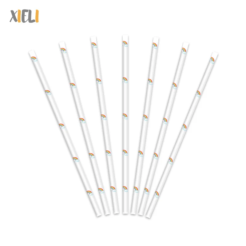 Xieli Chinese Manufacturer Custom Rainbow Party Disposable Paper Straws
