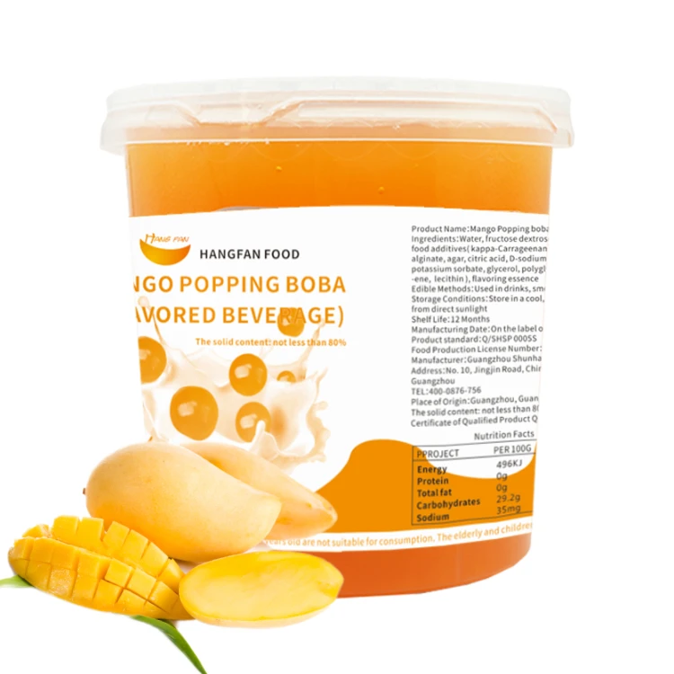 
Wholesale Bubble Tea Ingredients Mango Popping Boba Pearls For Boba Tea 
