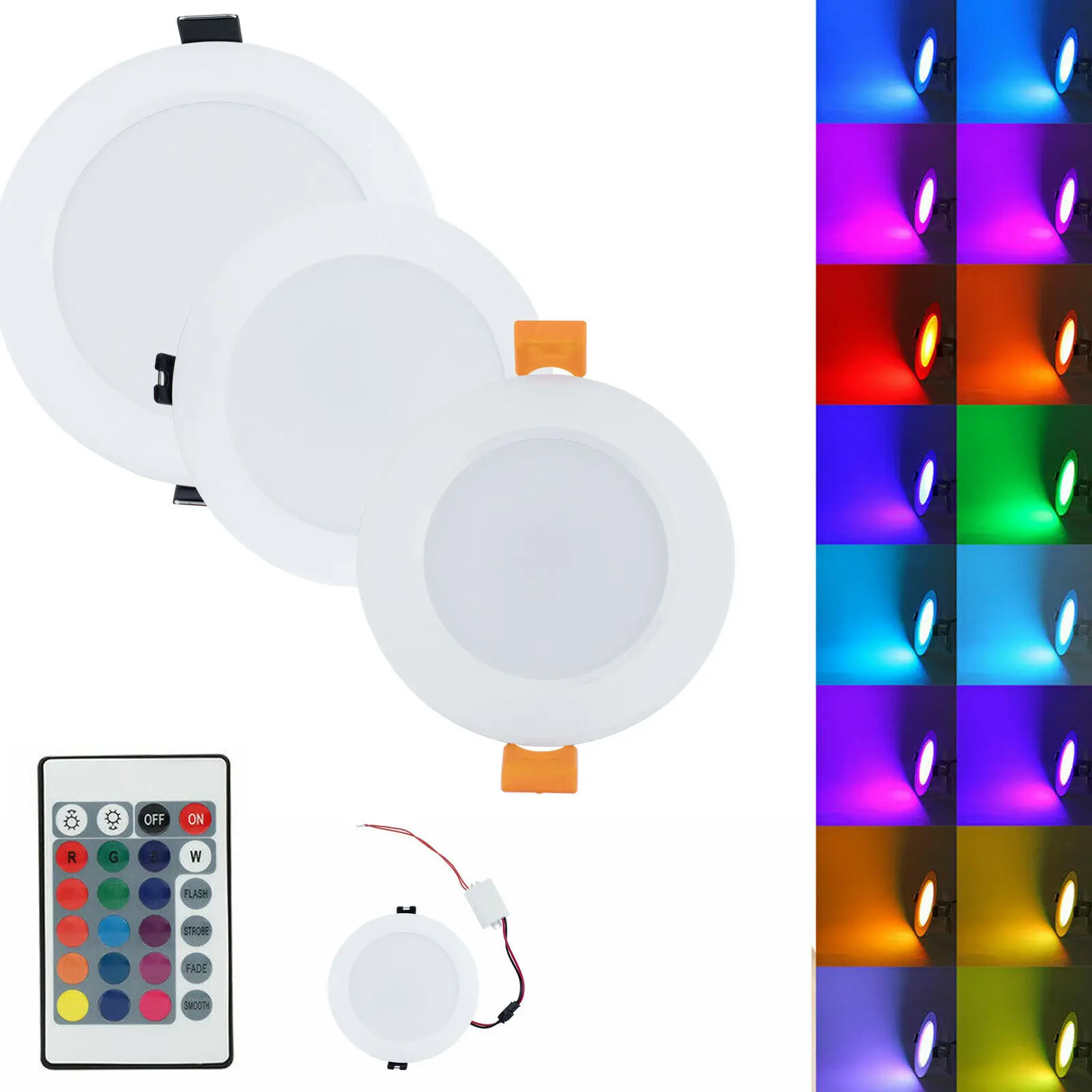 RGB 3W 5W 10W Dimmable LED Recessed Ceiling Downlight Lamp + Remote 85-265V