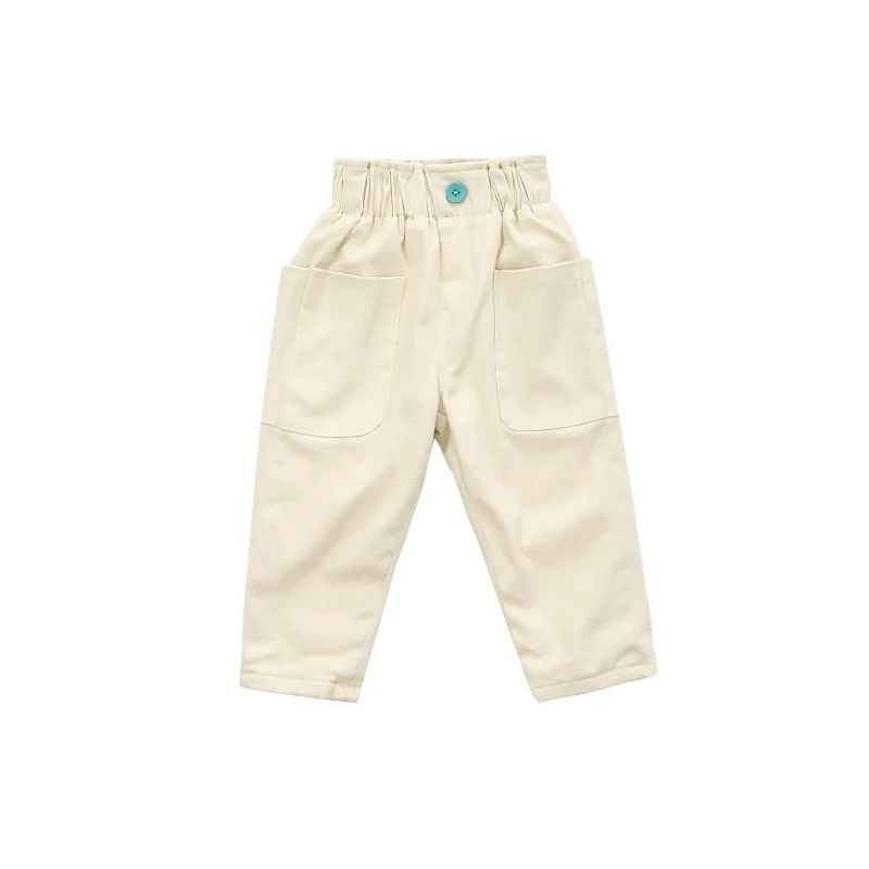 
Solid color autumn full-length 1-3-year old baby trousers unisex comfortable fabric baby trousers 
