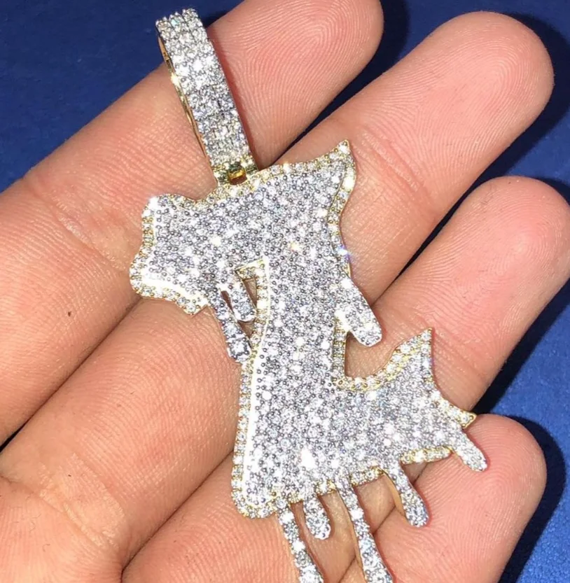 Wholesale letter design iced out bling diamond fashion jewelry moissanite Custom pendants charms