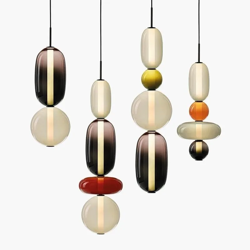 Nordic Creative Stained Colored Glass Chandelier Art Style Pendant Light Restaurant Living Room Decor Pendant Lamp