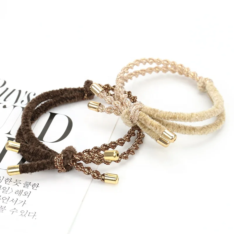 
Ins Stock Korean Design Fur Thread Velvet Winter Knot Hair Band Tie Ponytail Holder For Women 