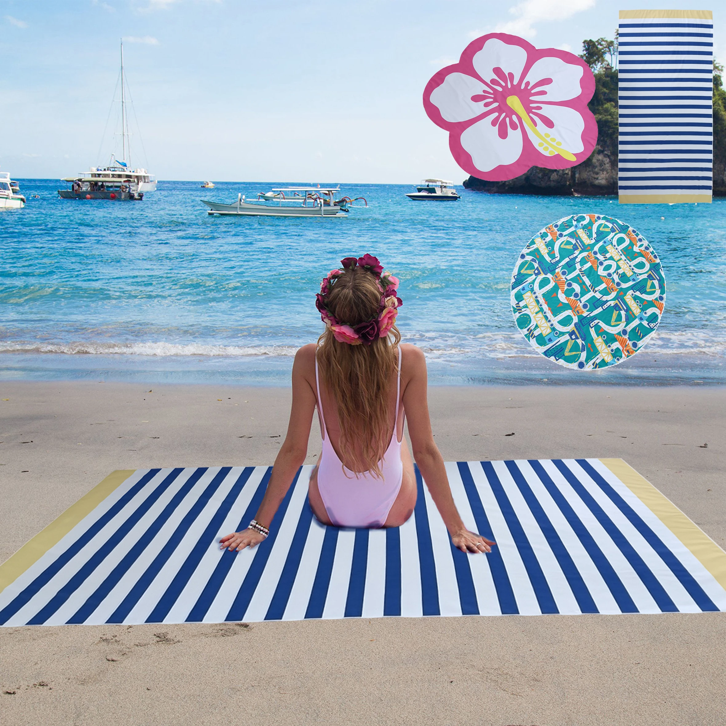 NO MOQ Extra large free sample  custom size  sand free custom print LOGO with  bag NO MOQ microfiber towel