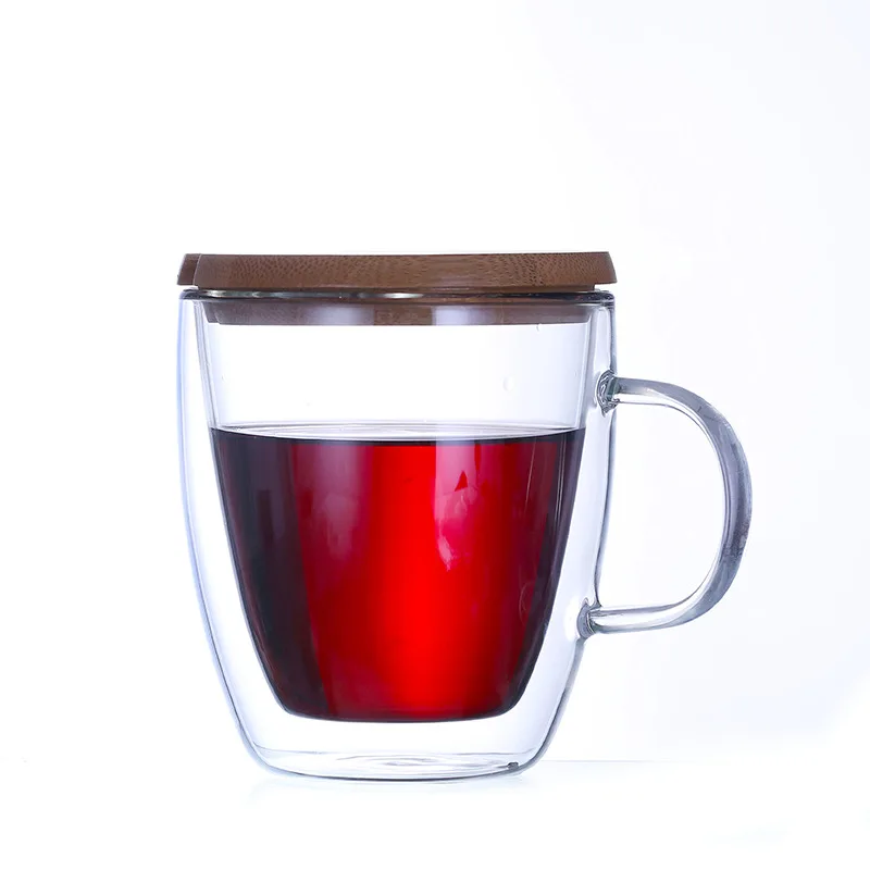 Factory Direct Price Custom Water Drinking Double Wall Clear Borosilicate Glass Coffee Mugs Cup With Handle