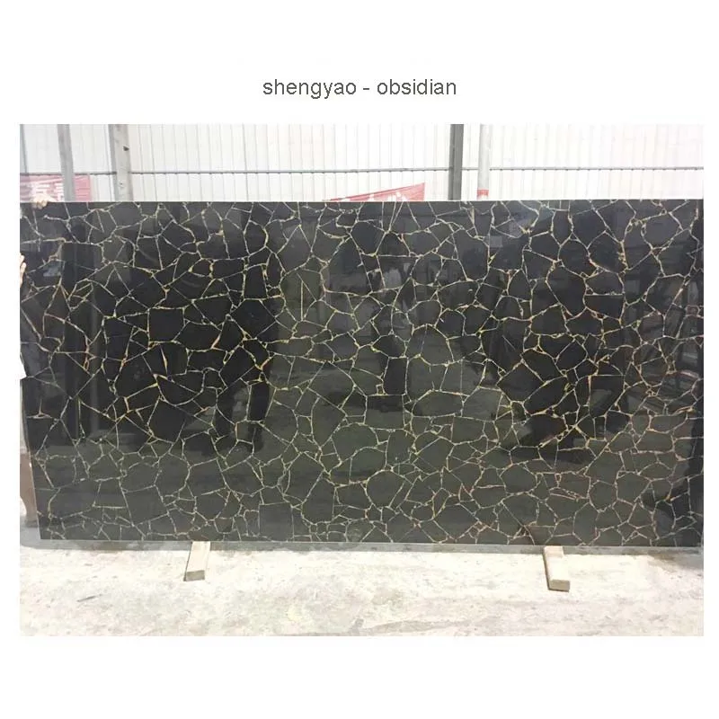 black obsidian armenia gemstone slab decor wall panel