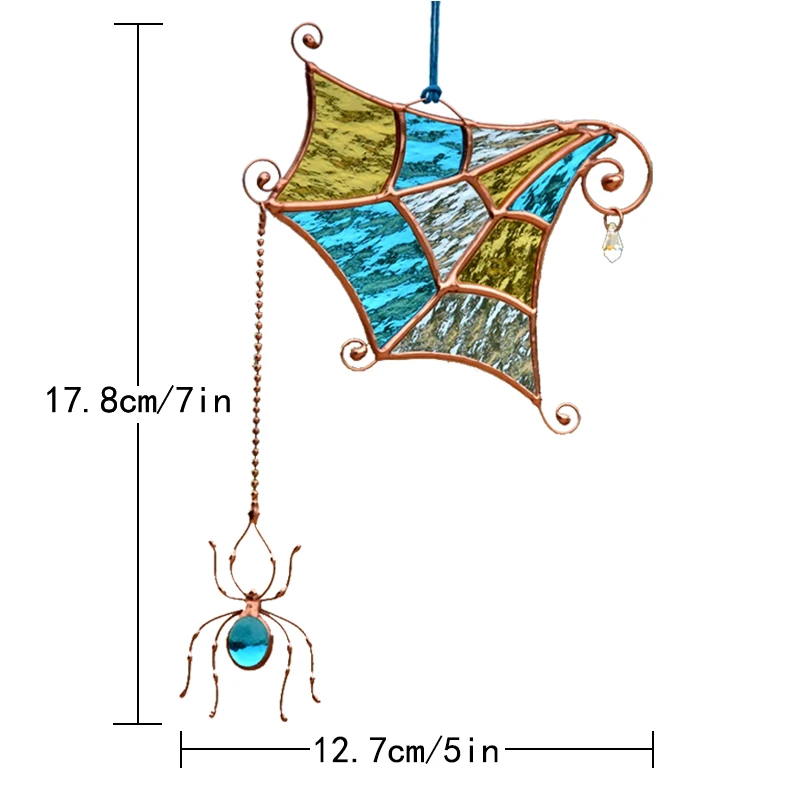 Custom Stained Glass Spider Web Suncatcher Fall Decor  Window Hangings Handcrafted Autumn Decoration