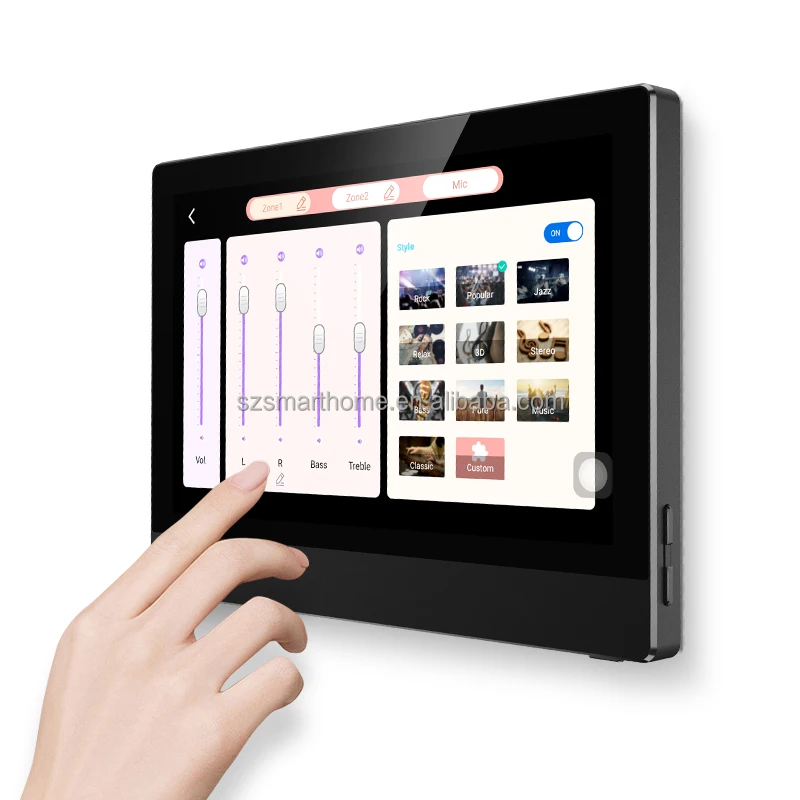 7-Inch Touch Screen Smart Home Audio System Android 11 In-Wall Amplifier  Two Independent Partitions Background Music