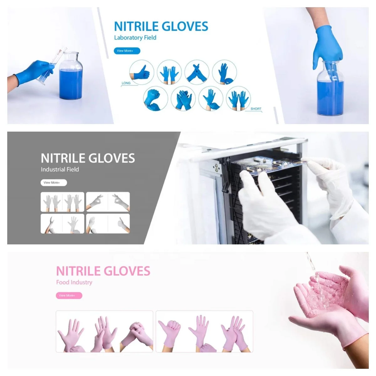 Free Powdered Pink Disposable Elastic Dust-Free Examination Latex Nitrile Gloves in Malaysia