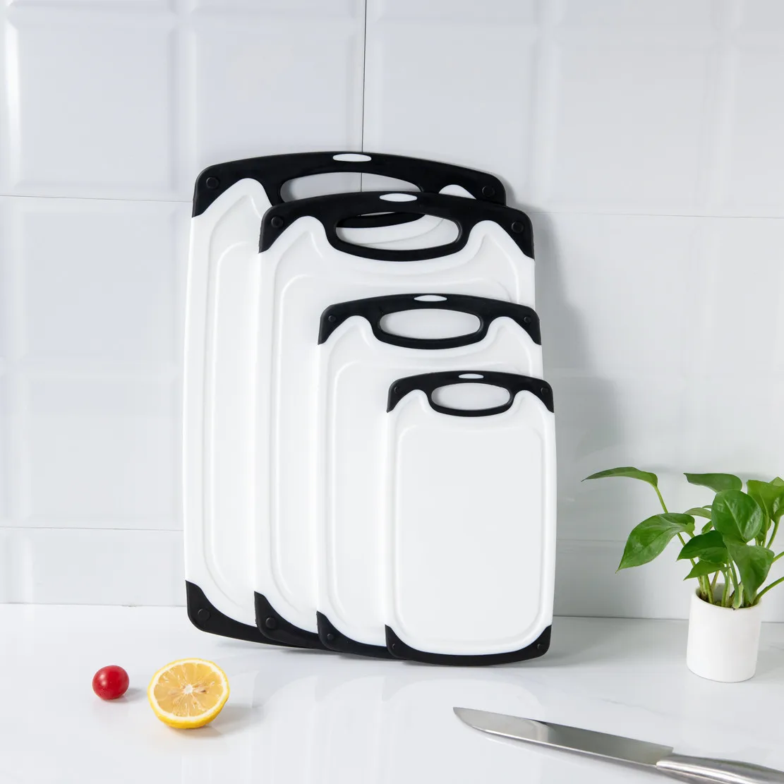 4 Set Kitchen Cutting Board Anti slip Chopping Blocks No Slip Plastic Professional Chopping Boards Sets