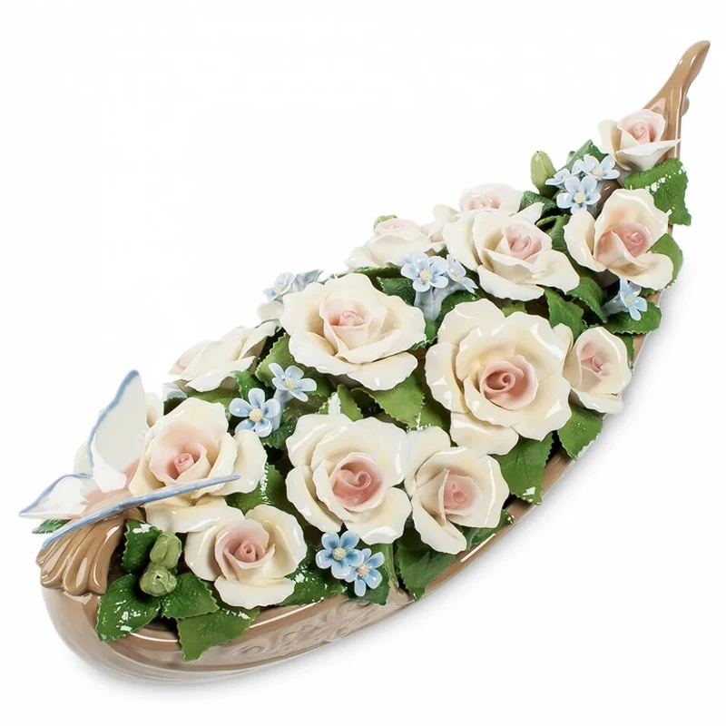 Оптовая продажа, красивые разноцветные фарфоровые подарочные цветы ручной работы для украшения дома, керамический имитационный цветок для свадьбы (1600592836331)