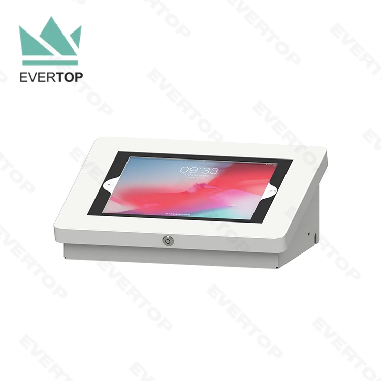 LST16B Metal Key Lockable Case Desk Top for iPad Tablet Enclosure Stand Anti Theft Secure Desktop for iPad Tablet Mount Stand