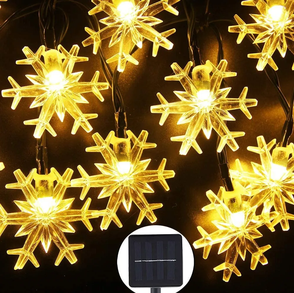 8Modes Snowflake Shape Christmas Led String Lights Warm Christmas Lights Led String Outdoor Light