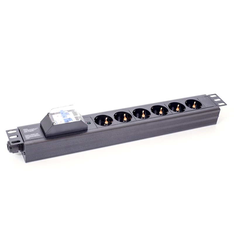 1.5U 6 Way PDU Германия розетка распределительный блок питания с 2P воздушным выключателем