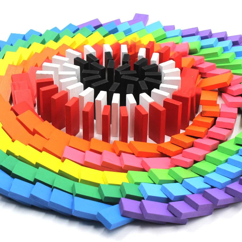 Wholesale Custom Colorful 100pcs Domino Toy Game Educational Play Mini wooden Domino Game Set Toy
