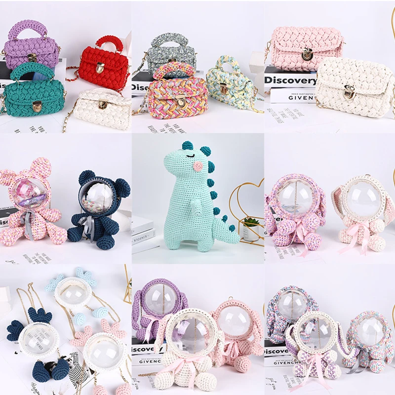 ZENGLONG 50g 100% polyester 30m length tshirt yarn oem dyed fancy yarn printed hand knitting crochet woven bag rope t-shirt yarn