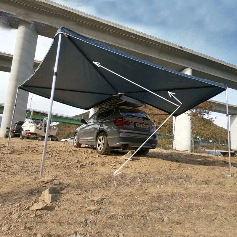 large space sunproof camping canvas car side awning foxwing awning
