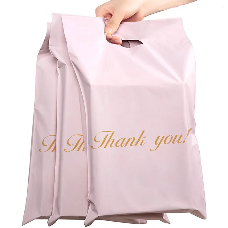 Custom printed logo plastic packaging clothes shipping bags poly mailer bags with handle
