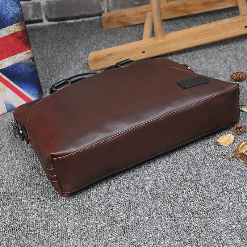 In Stock Laptop Leather Bag for Men Vintage Leather Laptop Bag Mens Laptop Shoulder Bag