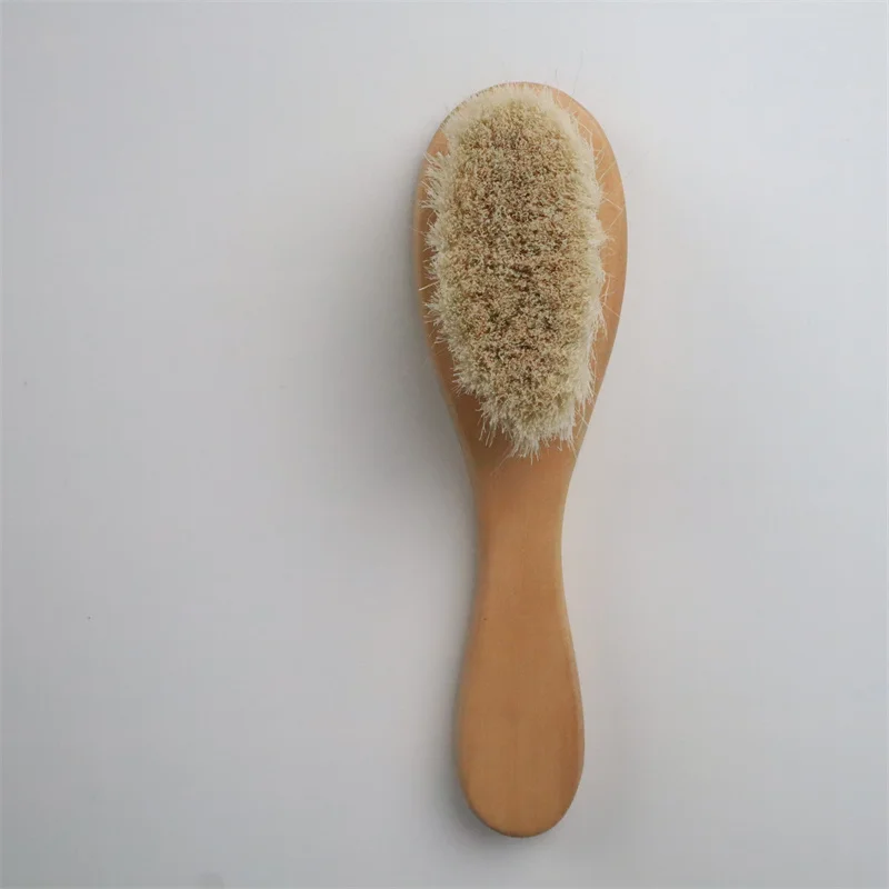 Hot Sale Newborn Baby Wool Brush Cute  Baby Wood Hair Brush Wooden Baby Brush And Comb Set
