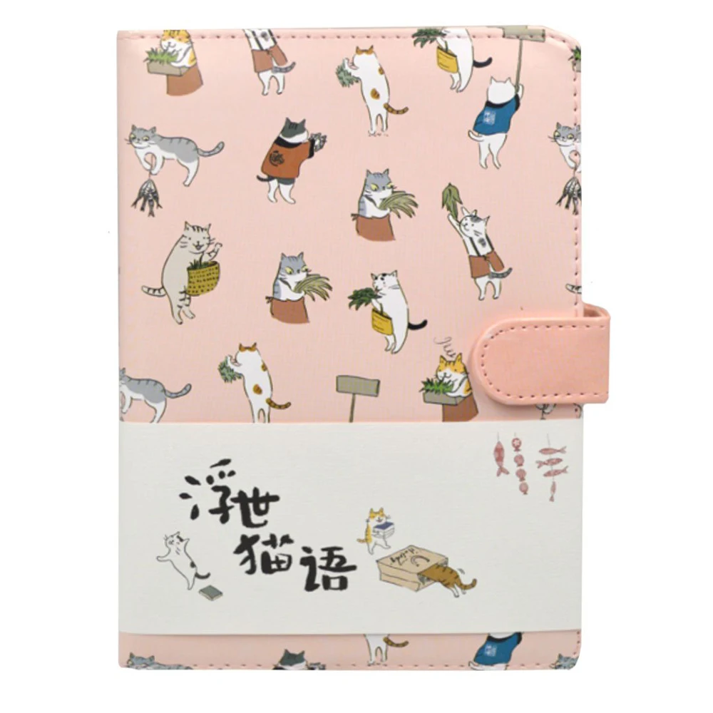Cute Cat Korean Diary Journal Student University Pu Notebook With Clasp