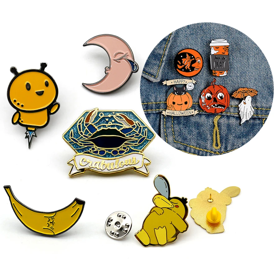 Custom Promotional design logo printing round soft enamel pins custom tin Button Badge badges Lapel Pin With Iron On Backing