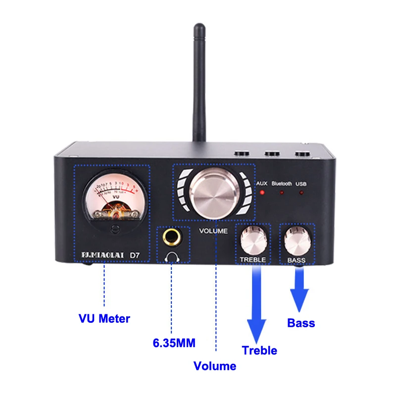 MA12070 2*80W Infineon BT NE5532  VU Meter Digital Audio Power Equalizer Amplifier