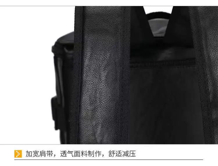 Factory fashionable luxury college pu leather backpack men outdoor laptop backpacks bags for men