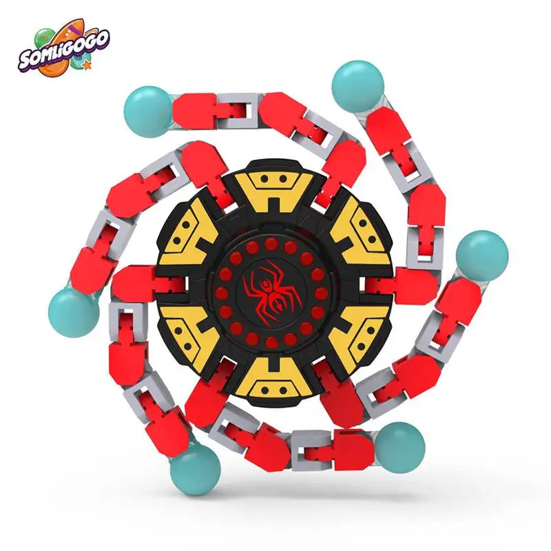 SL Low MOQ 4 Colors Creative Fidget Spinner Transformable Chain Robot Stress Relief Anxiety Fingertip Gyro Plastic Toys