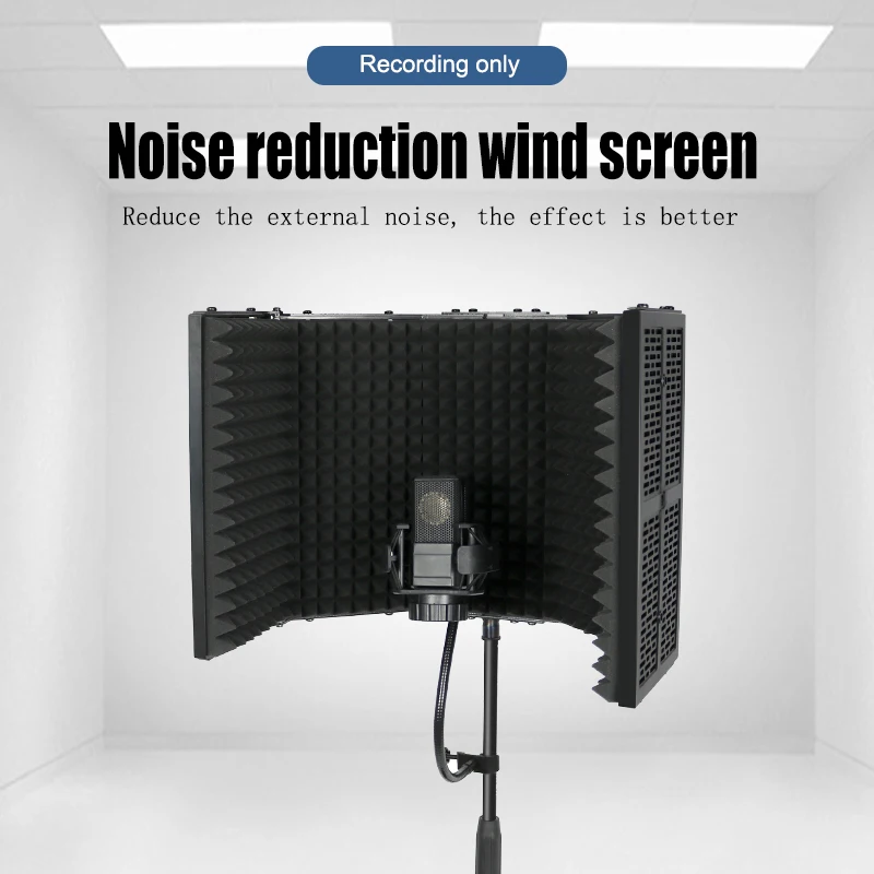  5 panel wind shield microphone sound insulation cover muffler noise