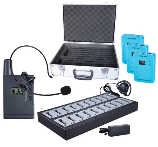 china factory price wireless tour guide walkietalkie 2 transmitter + 60 receiver for tour guide travel agency