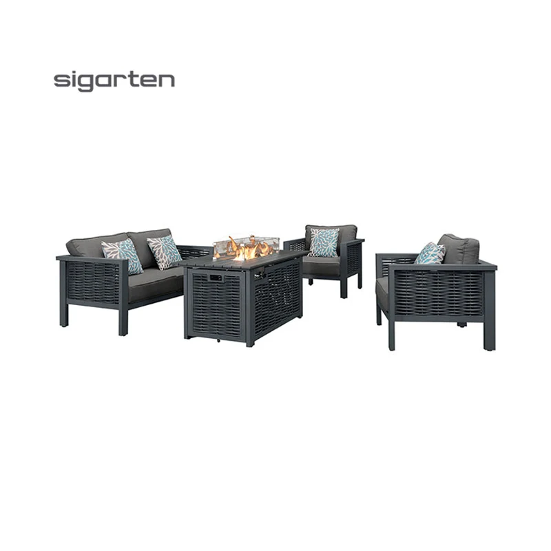 Manufacturer Supplier Outdoor Furniture Patio Garden Gas Fire Pit Table Sofa Set