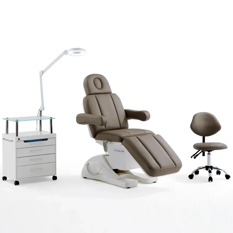 Modern Beauty Salon Furniture Brown Massage Table Brown Electric Lash Tech Bed Aesthetic Clinic Bed With 3 Motor