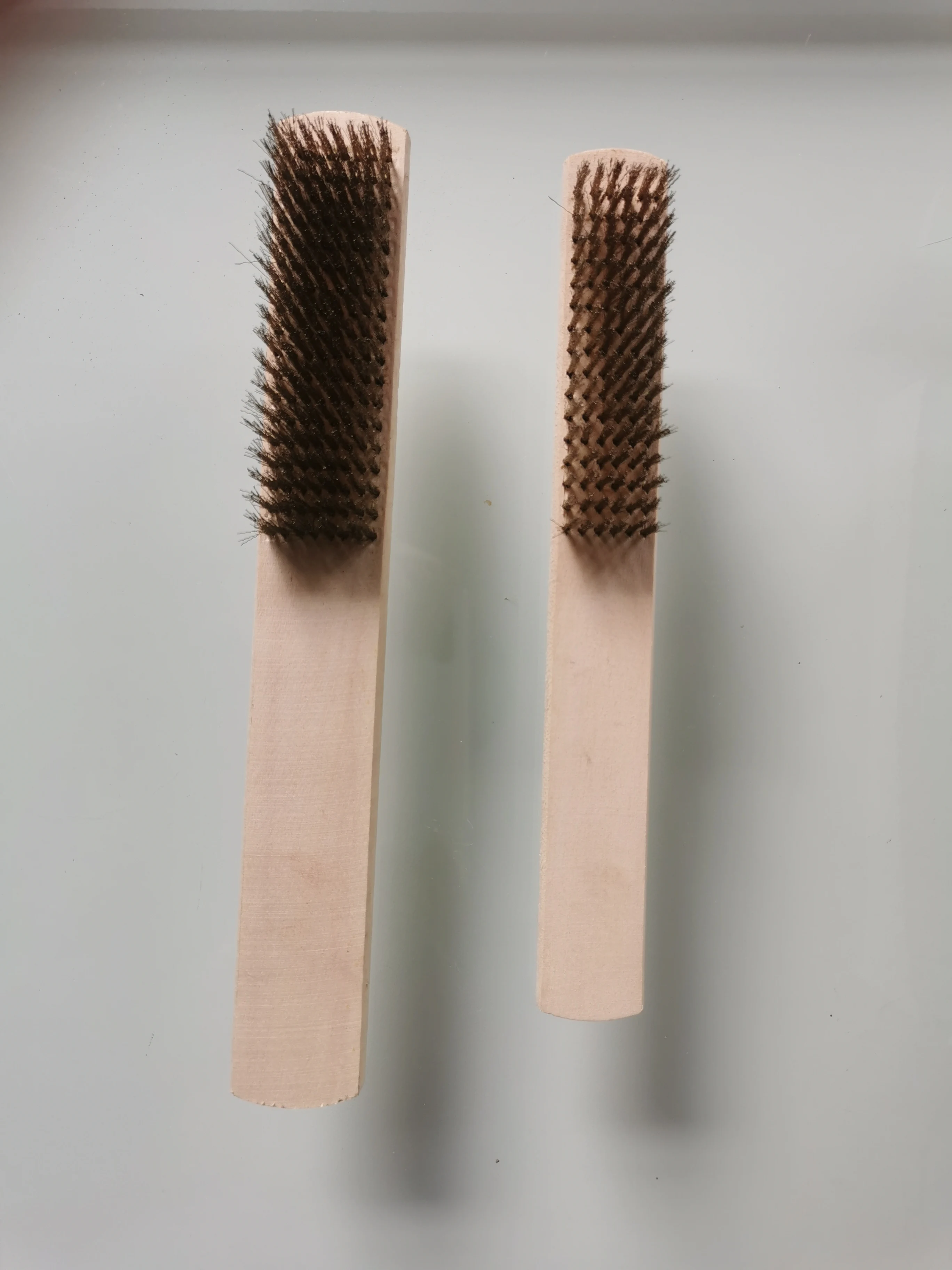 8 by 16 Rows Brass Wire Brush Copper Polishing Brush with wooden handle,Steel Bristles Small Wire Brush