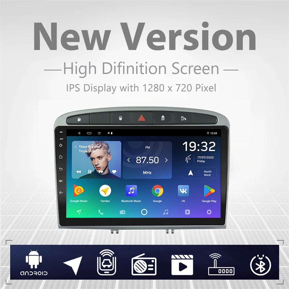 4+64G Touch Screen 9 inch Android 11 Capacitive  High Definition Car Radio Stereo for Peugeot 308/408 2010-2016