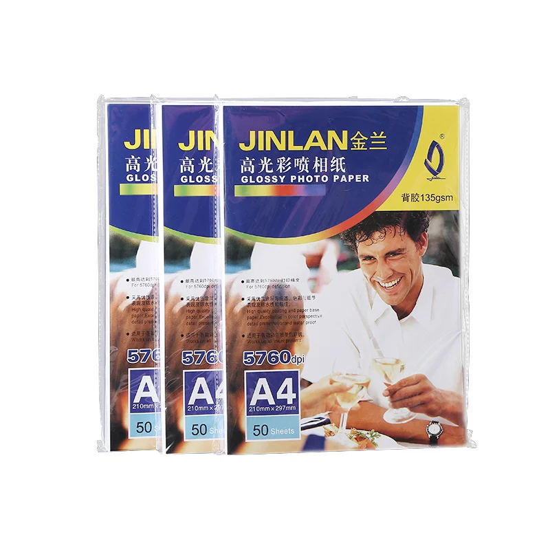 Hot sale inkjet photo paper wholesale jinlan glossy photo paper 135 gram A3 inkjet photographic paper