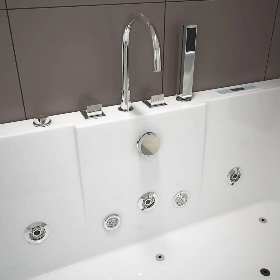 2024 Modern Style Rectangle Freestanding Massage Bathtub with Glass Window 1 Person Acrylic Whirlpool Jetted Bath tab