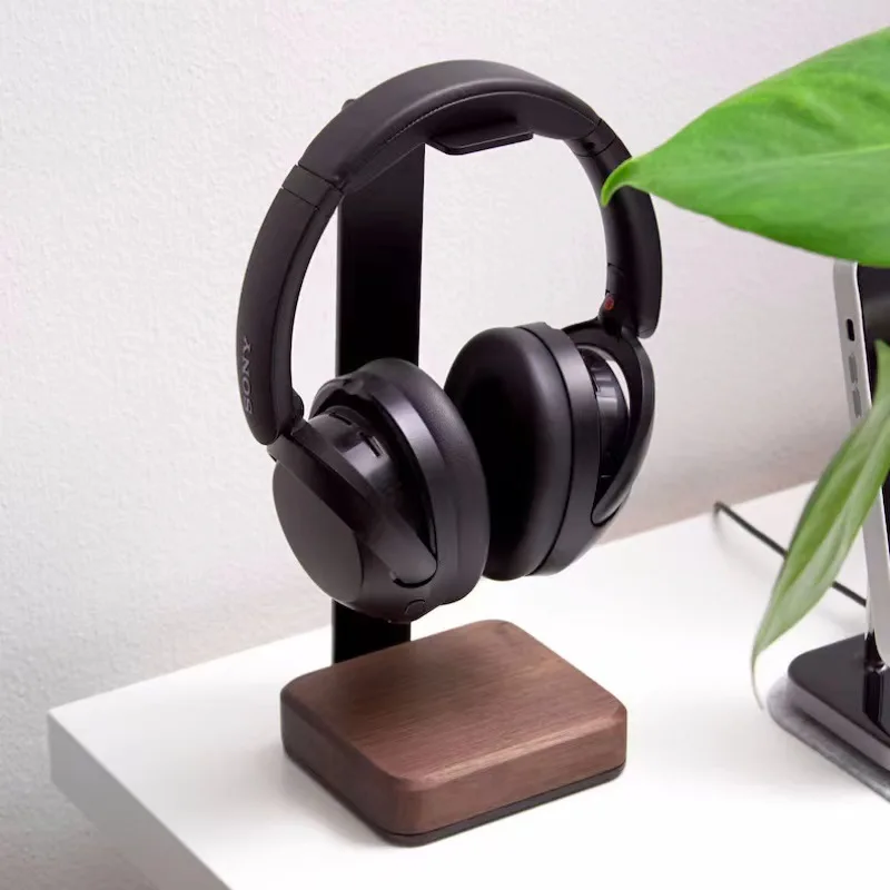 Wooden Headphone Display Stand Earphone Organizer & Storage Rack with Wooden Headset Holder