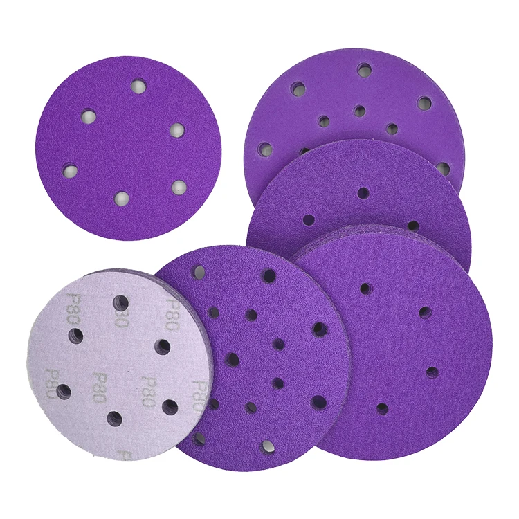 P240 Sandpaper Purple Ceramic Sanding Disc 150mm 6 inch Wholesale Hook and Loop Sanding Paper Abrasive Discs for Automotive