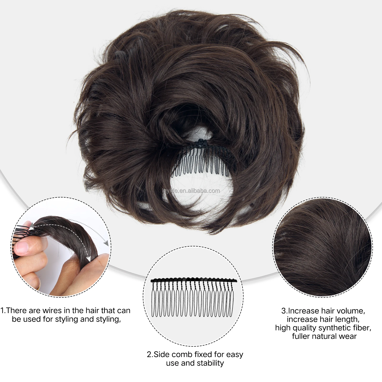 Hot Selling 13 Colors Adjustable Versatile Messy Bun Hair Piece Side Comb Clip in Hair Bun Tousled Updo Hairpiece for Women Bun